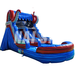 Toboggan aquatique Octopus Ocean Battle de 15 pieds <span class=keywords><strong>avec</strong></span> <span class=keywords><strong>piscine</strong></span>, toboggan aquatique gonflable Kraken, château gonflable commercial <span class=keywords><strong>pour</strong></span> les locations de fêtes d'<span class=keywords><strong>anniversaire</strong></span> - Product Image 2