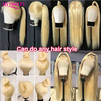 Perruque bouclée à ondes profondes de couleur blonde 613, perruque en dentelle complète 13x4, densité 210, perruques en cheveux humains à 100% pour femmes en solde