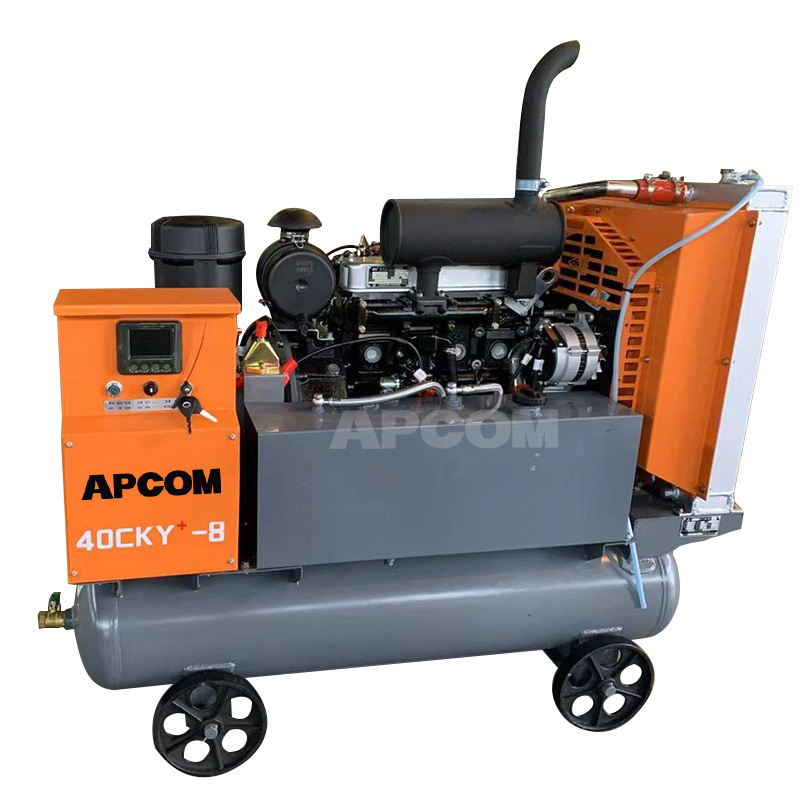 185cfm Mobile diesel screw air compressor 185 cfm 8bar mining diesel compressor air air-compressor for drilling rig machine