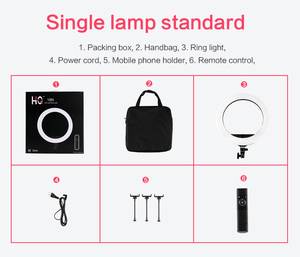 HQ-18N Luce ad Anello LED da 18 Pollici per Studio Fotografico, Trucco, <span class=keywords><strong>Video</strong></span> e Dirette Streaming, <span class=keywords><strong>con</strong></span> Tre Colori Dimmerabili e Treppiede - Product Image 6