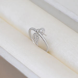 Bague en argent S925, ouverture en forme de feuille de beignets frits, réglable, avec incrustation de 8 à 9 perles, accessoires 1794 - Product Image 3