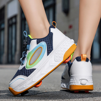 Chaussures de roller rétractables à 4 roues en maille respirante avec frein pour enfants, baskets de patinage 2-en-1 pour enfants