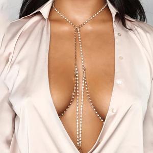 गैंडे स्तन गर्दन कमर की कमर की चेन परत परत वाली गैंडे क्रॉसओवर बिकनी ब्रा शरीर गहने समुद्र तट क्रिस्टल पेट की कमर श्रृंखला - Product Image 3