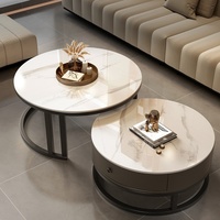 Table basse en pierre pour salon, utilisation domestique, style nordique moderne, circulaire, luxe léger, durable, montage facile
