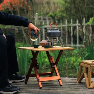 Mesa Plegable Multiusos para Exteriores y Tabla de Cortar para Barbacoa, Cocina y Picnic con Diseño de Vetas de Madera HM-cbz-01, Diseño Plegable - Product Image 4