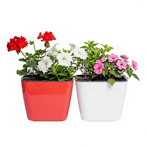 Pot de plante en plastique auto-arrosant avec indicateur de niveau d'eau, jardinière carrée moderne pour fleurs, pot décoratif pour intérieur, bureau, maison, jardin - Product Image 1