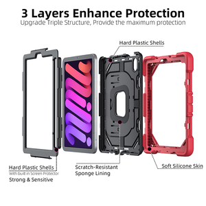 Casing Tablet Silikon Defender untuk iPad Mini 6 Mini 7 8.3 inci dengan penyangga kokoh dan tali bahu terintegrasi - Product Image 2