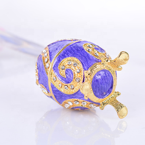 Caja de joyería de metal esmaltado para mujeres, joyería de alta calidad con forma de huevo ruso, color azul esmaltado, regalo del día de Pascua - Product Image 3