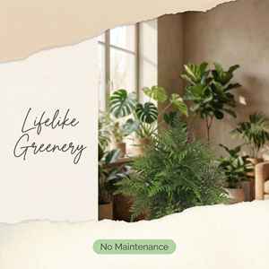 Ensemble de plantes artificielles <span class=keywords><strong>en</strong></span> plastique de style forêt de fougères pour pots de fleurs et vases, utilisation intérieure/extérieure - Product Image 4