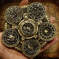 Dés polyédriques rotatifs 7 en 1 en alliage de zinc bronze antique, gravés en relief, écologiques, pour DND RPG Tabletop