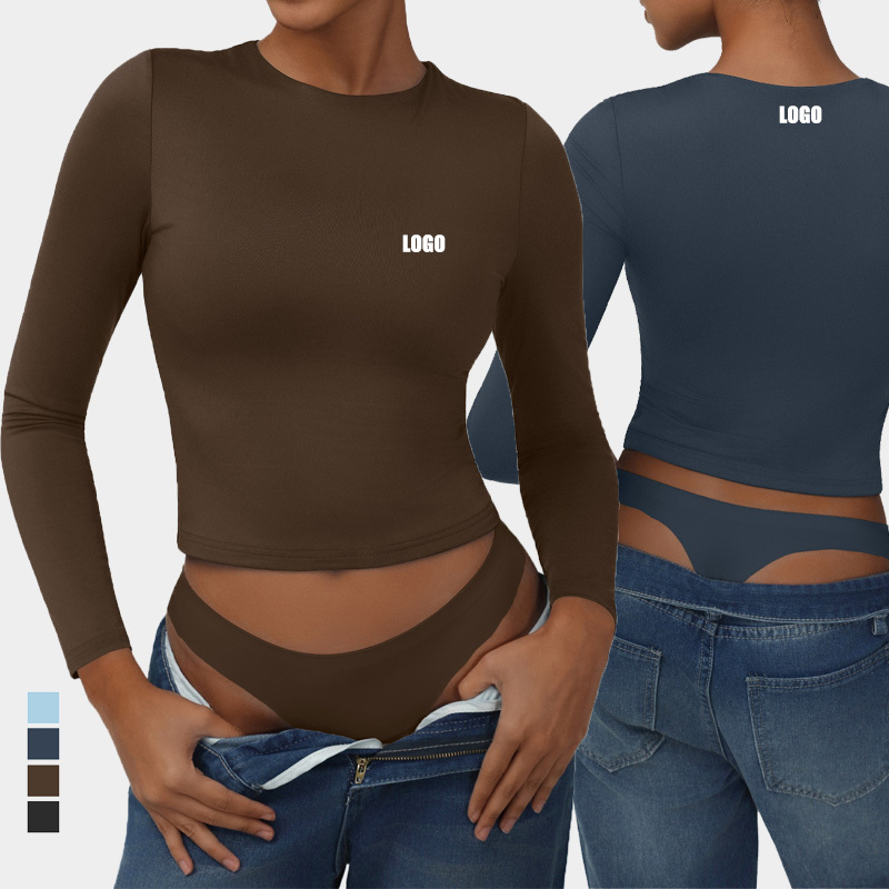 Women's Slim-Fit Long Sleeve Active Top Quick-Dry Moisture-Wicking Workout Shirt for Pilates Yoga Training Breathable
