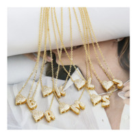 Collar de Moda con Inicial de Corazón y Pequeñas Burbujas, Collar de Amor con Nombre de Latón y Circones