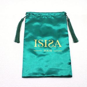 Pochette en satin écologique avec cordon de serrage pour cils et perruques, avec logo personnalisé, emballage anti-poussière en soie pour cadeaux promotionnels - Product Image 6
