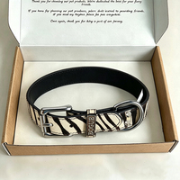 Collier pour chien personnalisé à motif zèbre, en cuir PU souple, avec anneau en D et boucle à ardillon métallique, durable pour la promenade quotidienne