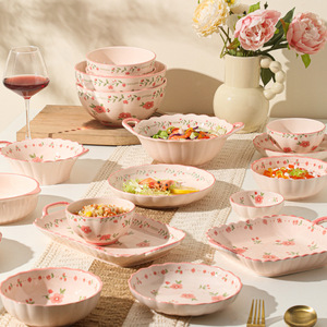 <span class=keywords><strong>Vajilla</strong></span> de cerámica de esmalte rojo de alto valor de Color, tazón de fruta para el hogar, plato de sopa y pescado, regalo de inauguración de la casa, juego de <span class=keywords><strong>vajilla</strong></span> festiva - Product Image 2