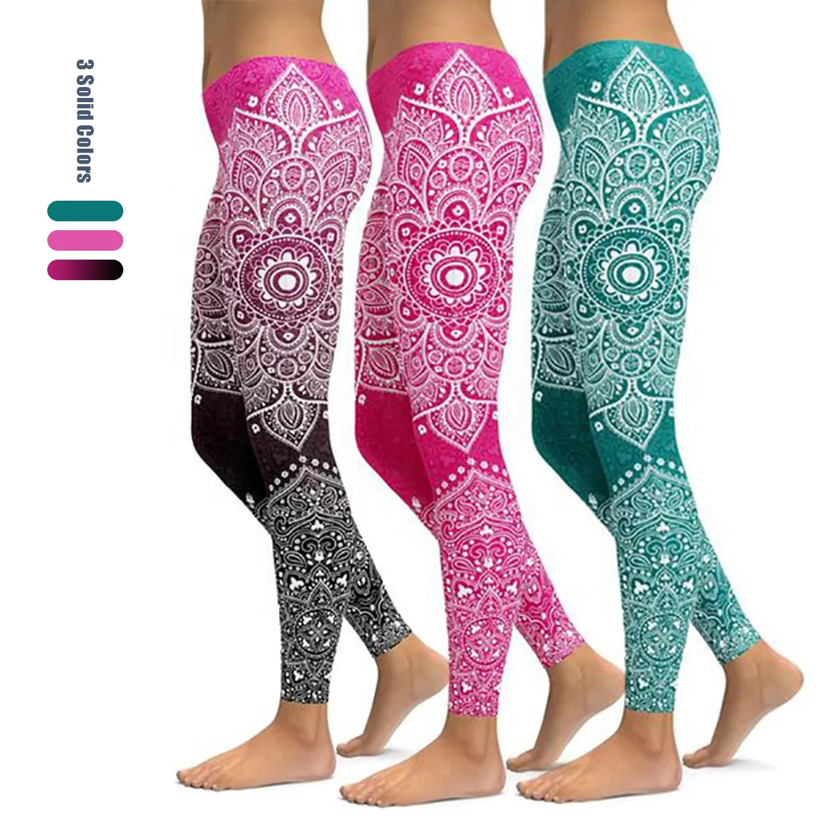 Grosir Celana Yoga Seri Mandala Fashion Baru Celana Panjang Cetak Digital Celana Olahraga Legging Sutra Susu