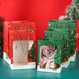 Sacs en papier carton pour cadeaux <span class=keywords><strong>de</strong></span> Noël en gros avec fenêtre transparente pour fêtes et événements - Product Image 1