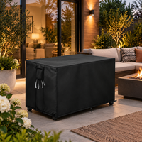 Housse de protection personnalisée pour table de brasero de patio, résistante aux intempéries, en tissu Oxford indéchirable, avec boucles de fixation réglables au bas pour barbecue