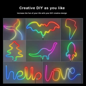 תאורת לד ניאון RGBIC נשלטת דרך אפליקציית QM Smart, 5V USB, עמידות למים בתקן IP67, ערכה מלאה לחדר משחקים ושלטי ניאון - Product Image 5