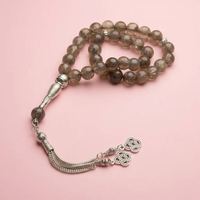 Chapelet musulman Zan Beads 33 perles de 10 mm en ambre artificiel transparent, chapelet islamique Tasbih, chapelet islamique