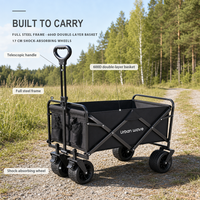 Chariot pliable robuste, capacité de charge de 500 lb, pliable, pour la plage, le camping, le jardin, les courses, roues tout-terrain