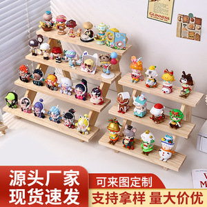Wooden Tiered Shelf 4 Layers Desktop Blind Box Storage Display Stand For Pop Mart Figurines Model Collection - Product Image 4