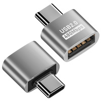 Adaptor Mini portabel luar ruangan 480Mbps Tipe C jantan ke USB a betina konektor konversi Data cepat USB 2.0 untuk ponsel Laptop