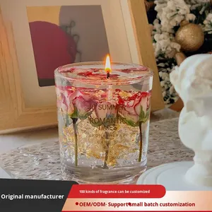 Vela de Cera de Soja Hecha a Mano con Flores Reales y Aroma a Gelatina, Fragancia Creativa para Interiores, Dormitorio, Aromaterapia, Regalo para el Día de San Valentín - Product Image 2