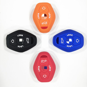 Funda de silicona para llave de coche BMW, protector de llavero para mando a distancia BMW con botones de bloqueo y desbloqueo, negro, rojo, naranja, azul - Product Image 1