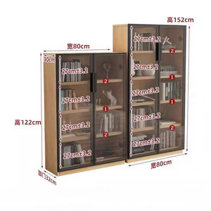 Estantería Nórdica de Madera Maciza <span class=keywords><strong>con</strong></span> Puerta de Vidrio, Mueble de Almacenamiento Multifuncional para Oficina y Estudio Moderno - Product Image 6