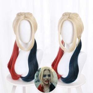 Vente en gros 65cm de long couleur mixte Suicide <span class=keywords><strong>Squad</strong></span> <span class=keywords><strong>2</strong></span> film perruque Harleen Quinzel perruque Cosplay synthétique Anime Halloween fête Peluca - Product Image 1