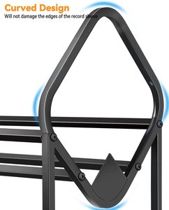 JH-Mech 2-Tiers Reliable Storage Easy to Assemble Sturdiness Curved Design Black Metal <strong>Vinyl</strong> Record Player <strong>Stand</strong> - Product Image 2