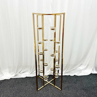Porte-bougie en métal doré de 90 cm, décoration de mariage, centre de table, candélabre, support à fleurs avec coupe en verre, décoration de fête de mariage