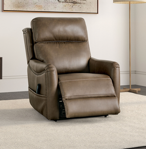 Poltrona Reclinabile Stile Transizionale con Seduta in <span class=keywords><strong>Pelle</strong></span>, Porta USB, Controller Cablato, Doppio Meccanismo di Sollevamento, Ergonomica e Morbida, Finitura Marrone - Product Image 4