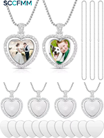SCCFMM Plateaux de strass pour sublimation, Ensemble de pendentifs cœur, Pendentifs en strass vierges double face pour impression par transfert thermique