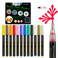Stylos marqueurs à peinture acrylique personnalisés, encre à base d'eau, ensemble de 12/24/36 couleurs, marqueur artistique double face