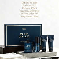 Coffret cadeau de parfum Woody Amber pour homme avec 100 ml de parfum, 15 ml de parfum, 90 ml de brume parfumée, 150 ml de gel douche, 150 ml de lotion pour le corps