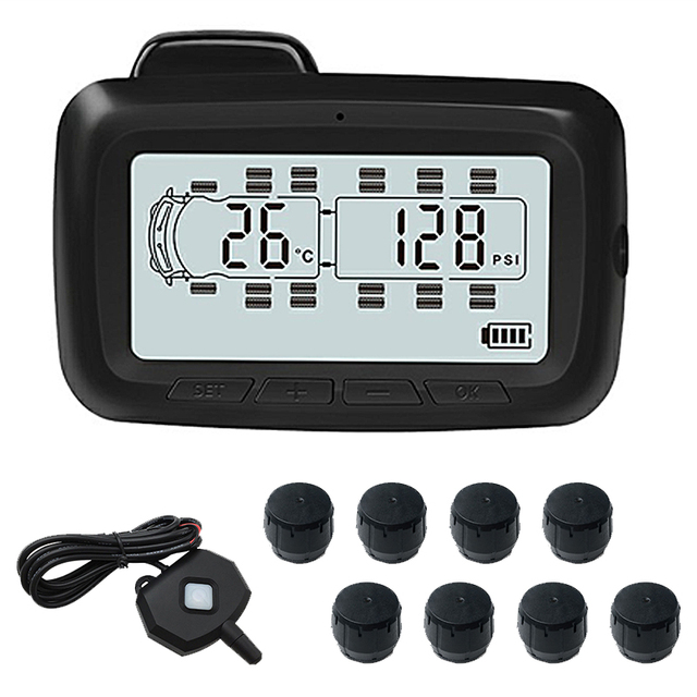 Auto Universal Wireless Bluetooths 6 Wheels Tire Pressure Monitoring System Usb Truck Tpms Sensors for Android Cars System