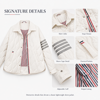 Veste matelassée légère pour femme en duvet de canard blanc 90% TB, col chemise, manteau d'hiver, vêtement d'extérieur avec fermeture à boutons-pression pour la vente en gros