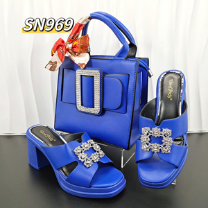 Inmyshop 2024 nouveau talon bas de haute qualité chaussures italiennes et sac ensemble belle Pu dame chaussures Match sac écharpes plate-forme fête - Product Image 4