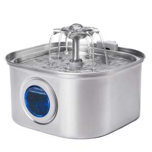 Petwant定制2.6L 3.2L不锈钢猫喷泉自动宠物喷泉猫饮水机 - Product Image 2