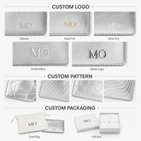 Étui à cartes en cuir argenté brillant avec logo personnalisé, texture réfléchissante, pochette pour cartes, portefeuille de cartes de crédit brillant, tendance pour la vente en gros