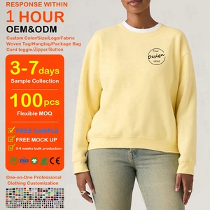 OEM Embroidery logo Oversized Women's French Terry <strong>Baggy</strong> <strong>Jumper</strong> <strong>Long</strong> Sleeves Sweatshirt CrewNeck Ringer Sweatshirt for Women - Product Image 1