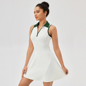 ชุดเทนนิสสไตล์ยุโรปอเมริกัน WOJIEER ระบายอากาศได้ดี คอปกแบบมีซิปครึ่งตัว แขนกุด ทรงเข้ารูป สำหรับเล่นกีฬา - Product Image 4