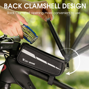 WEST BIKING New Design Touch Screen Cycling Bike <b>Frame</b> Bag Phone Holder Bicycle Bag Smooth Upper Pipe Large Capacity Bike Bag - Product Image 6