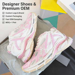 Nouvelles baskets de luxe 2026 pour hommes et femmes, en maille de haute qualité, blanches et roses, style Gorpcore, effet vieilli, semelle épaisse, luxe discret - Product Image 1