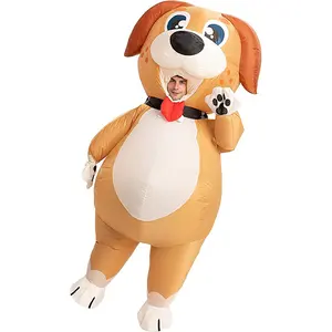 Kostum jalan gaya kustom anjing lucu 210T anak anjing kostum tiup setelan untuk pesta anak-anak dan dewasa