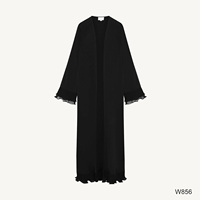 Ensemble Abaya Modeste Quotidienne 2 Pièces Personnalisé avec Volants Plissés et Manches Ouvertes, Robe Extérieure et Robe Intérieure