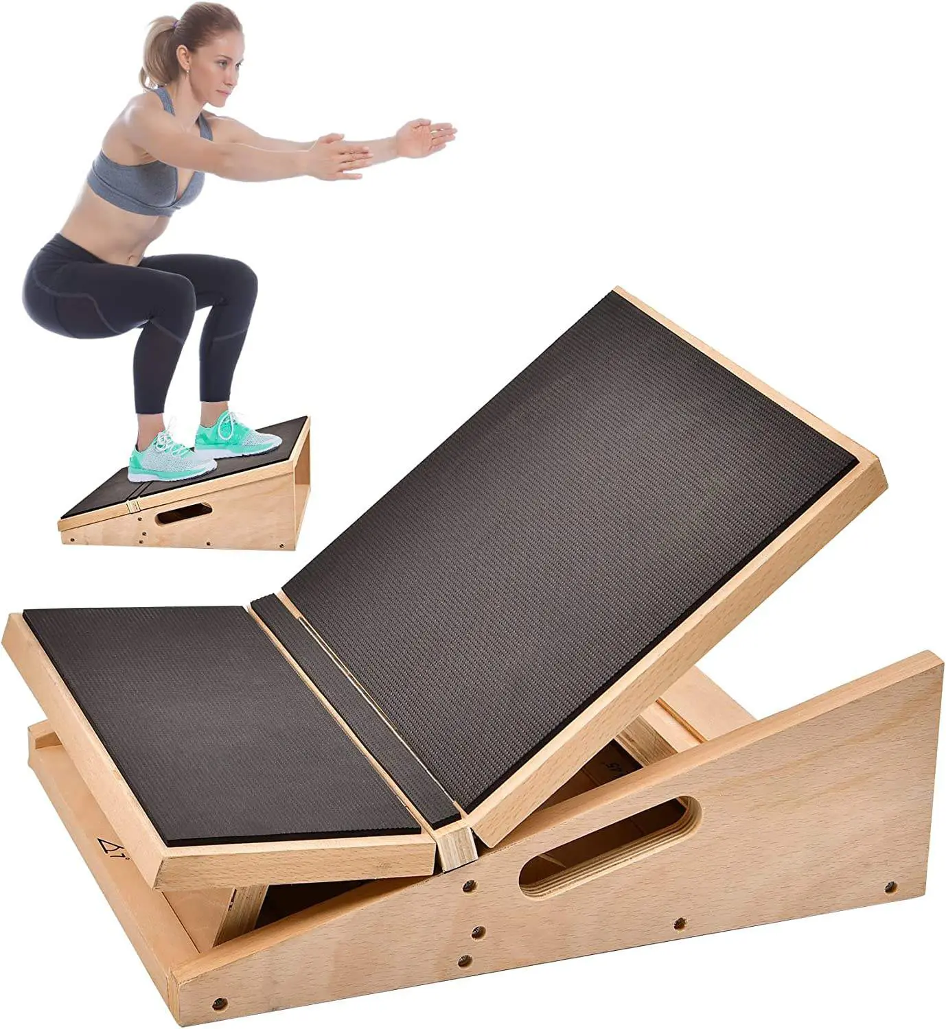 Wellshow Sport Adjustable Wooden Slant Board Professional Wooden Slant Board for Calf Stretching