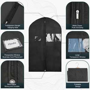 Brand New Non-woven Fabric Dustproof Foldable Suit <b>Cover</b> Transparent <b>Window</b> Custom Logo Water Resistant Zipper Closure Luxury - Product Image 5